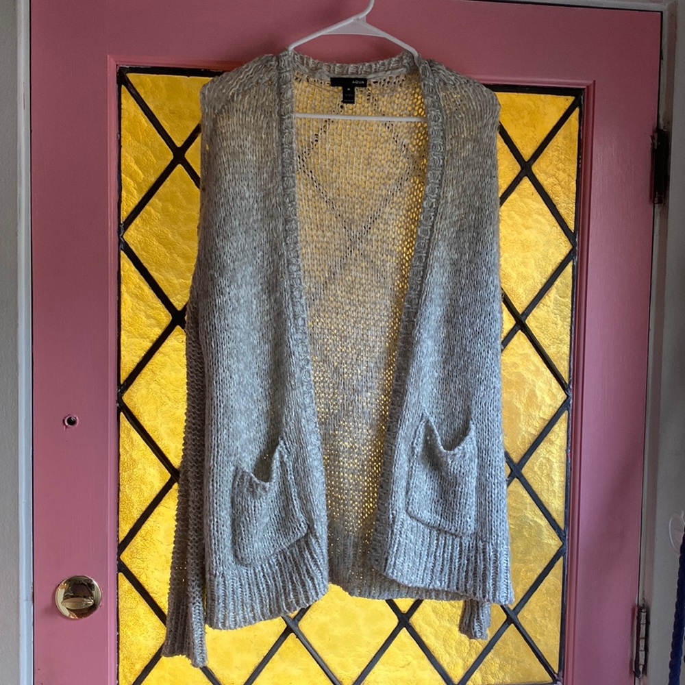 Aqua - grey cardigan
